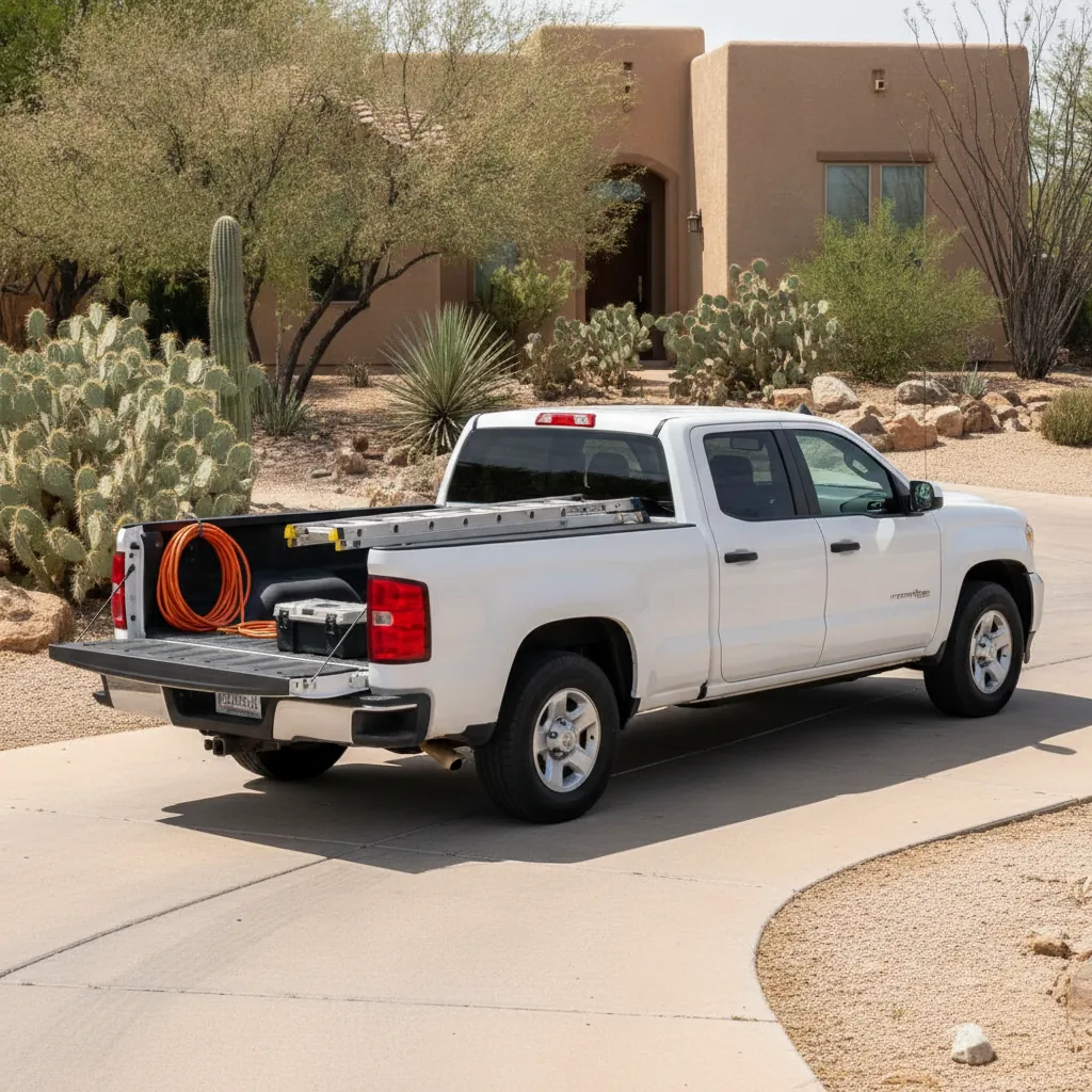 General Contractor El Paso crew truck parked at a job site in Canutillo, TX